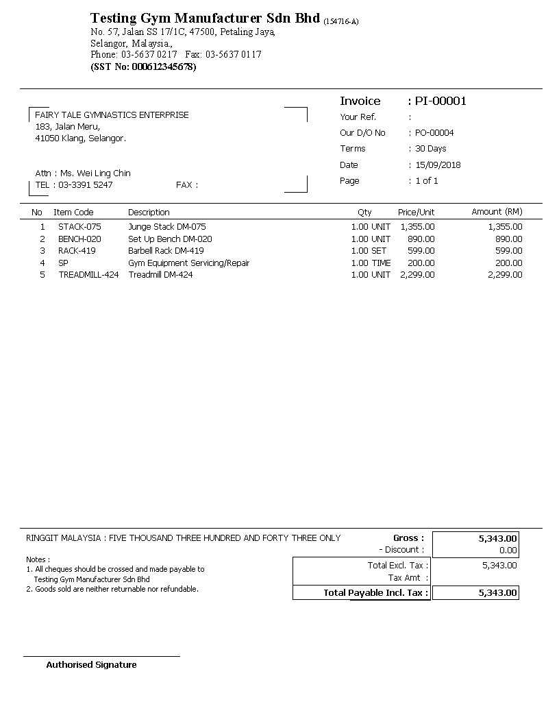 02 Tax Invoice (Summary) SST | E Stream MSC